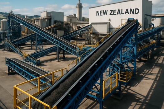 Conveyor system in operation at a New Zealand industrial facility Conveyor system in operation at a New Zealand industrial facility